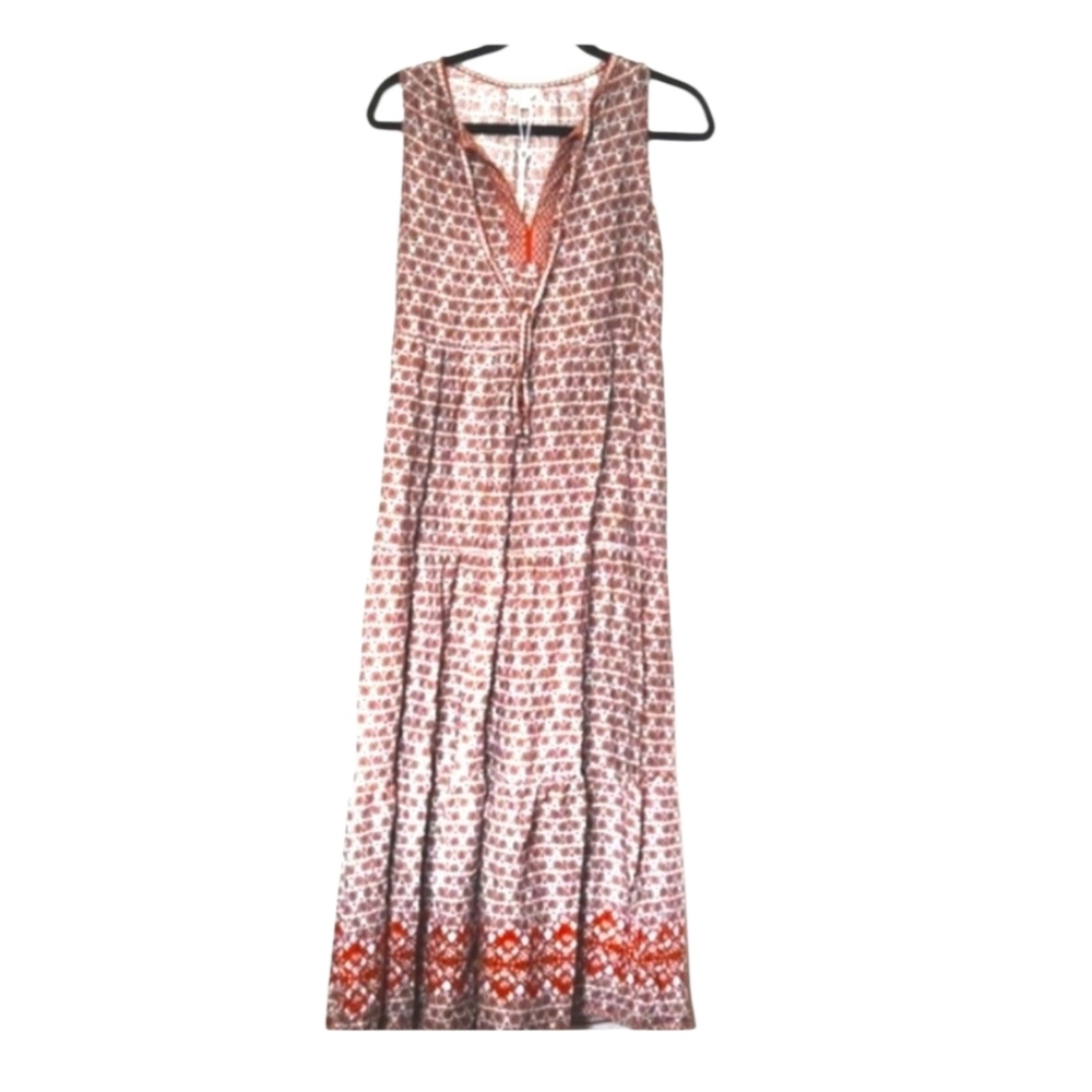 NWT Max Studio Geometric Print Flowy Sleeveless Tiered Maxi Dress Size XS